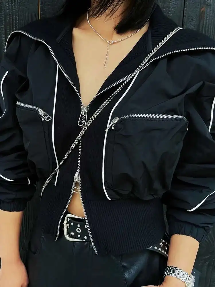 CiCi التلبيب كم طويل تقسم الحياكة معطف خمر الإناث موضة جديدة الصلبة المرقعة جيوب التخسيس معاطف للنساء