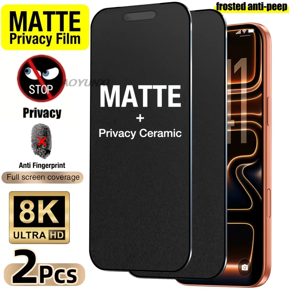 1-2 Stück Matte Sichtschutzfolie für iPhone 17 18 16 15 14 11 13 12 Pro Max Plus XS XR Anti-Spy Keramikfolie für iPhone Air