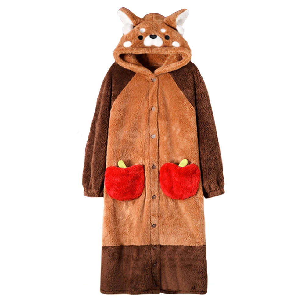 

Bear Pajamas Cartoon Hooded Nightgowns Halloween Christmas Festive Carnival Nightwear Flannel Sleepwear Nightdress Plush Robes