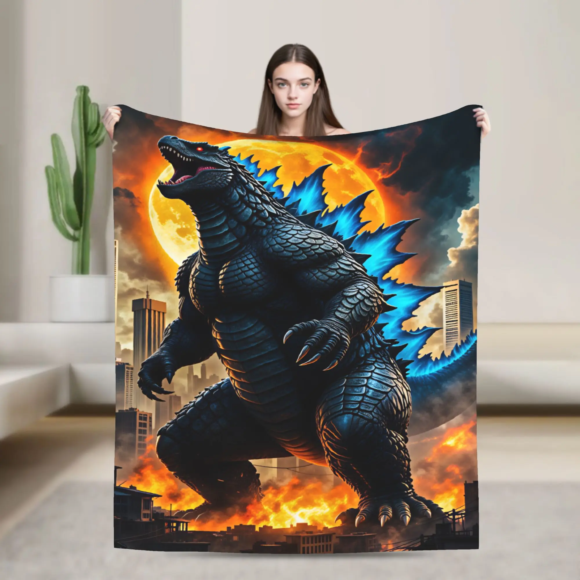 M-Monster King Blankets  Super Warm Graphic Plush Throw Blanket For Students Living Room Flannel Bedspread Bed Cover