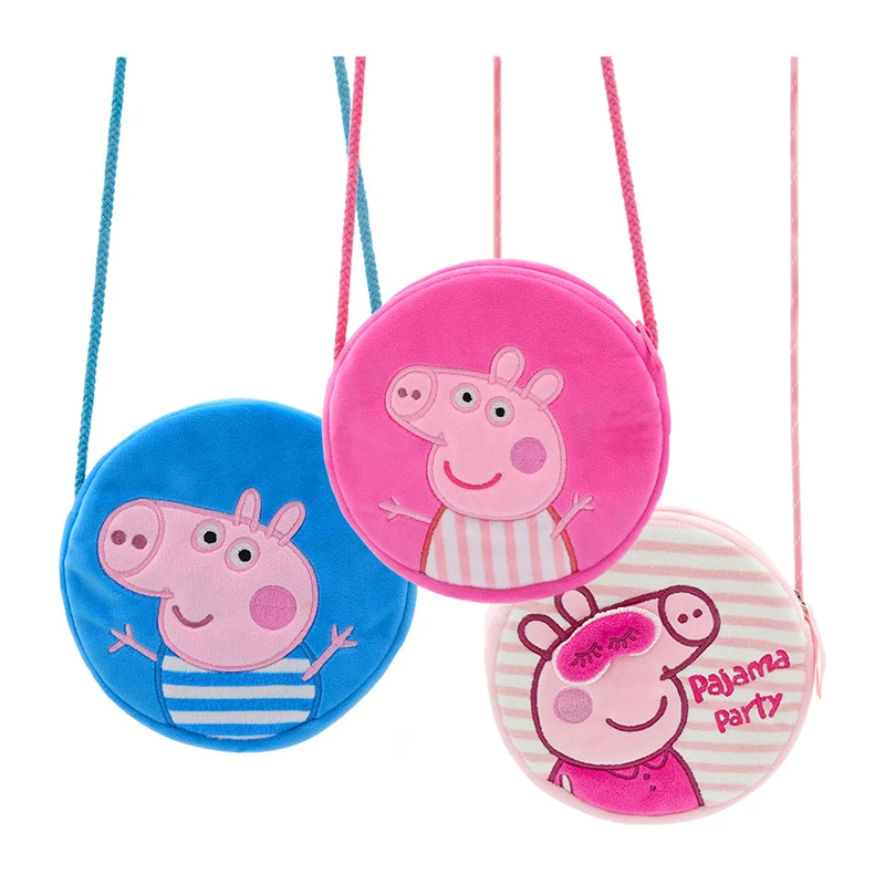 Peppa Pig Children's Plush Crossbody Bag George Pig Kindergarten Knapsack Cartoon Round Shoulder Bag Coin Purse Girls Gifts Toys