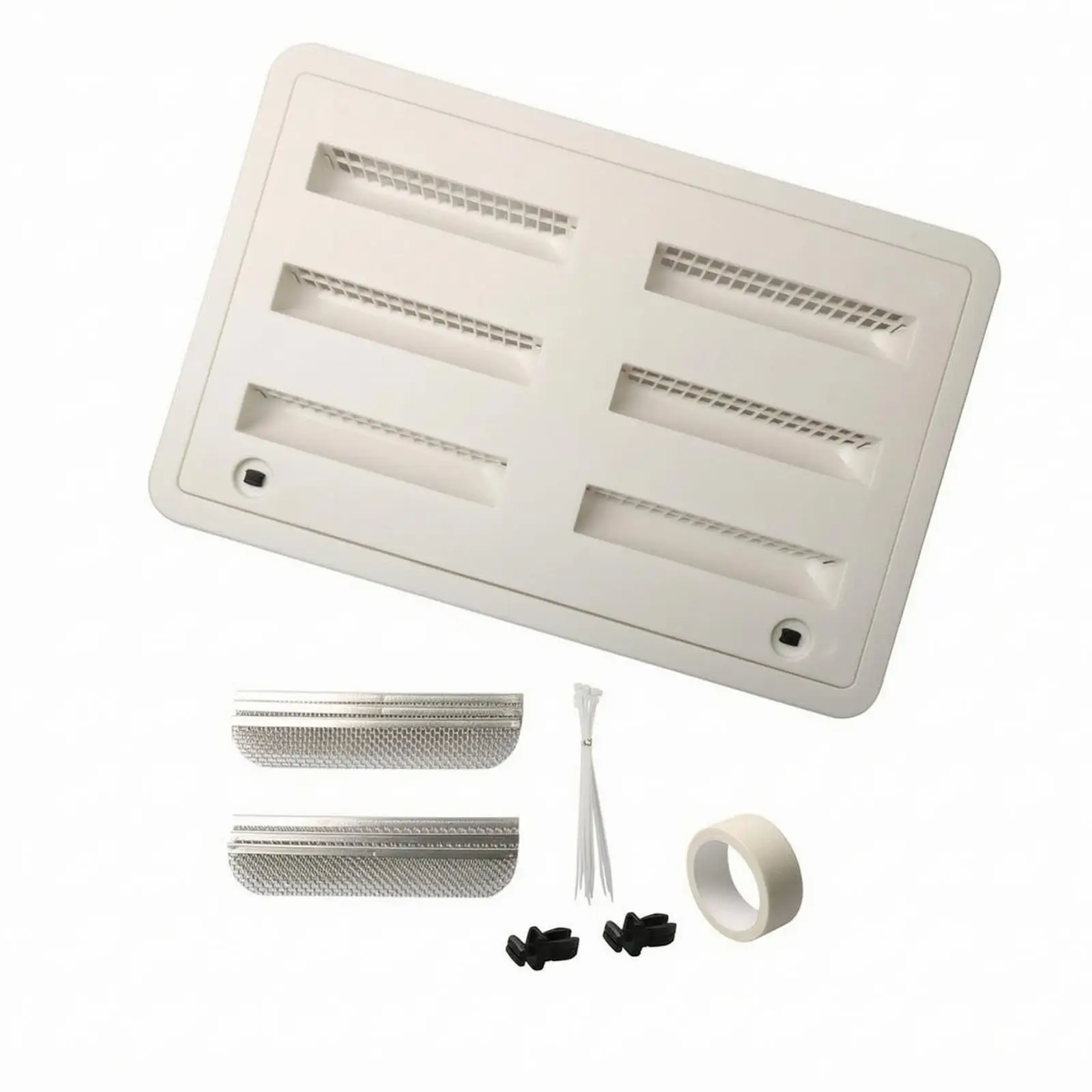 Durable Polypropylene RV Vent Cover for Fridge Compartment with Rounded Corners and Louvered Slats for Motorhome