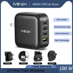 MINIX NEO P3 100W GaN USB Charger Travelling Charger with multi plugs EU/US/AU/UK  for Macbook ,For iPhone , For Samsung ,MI