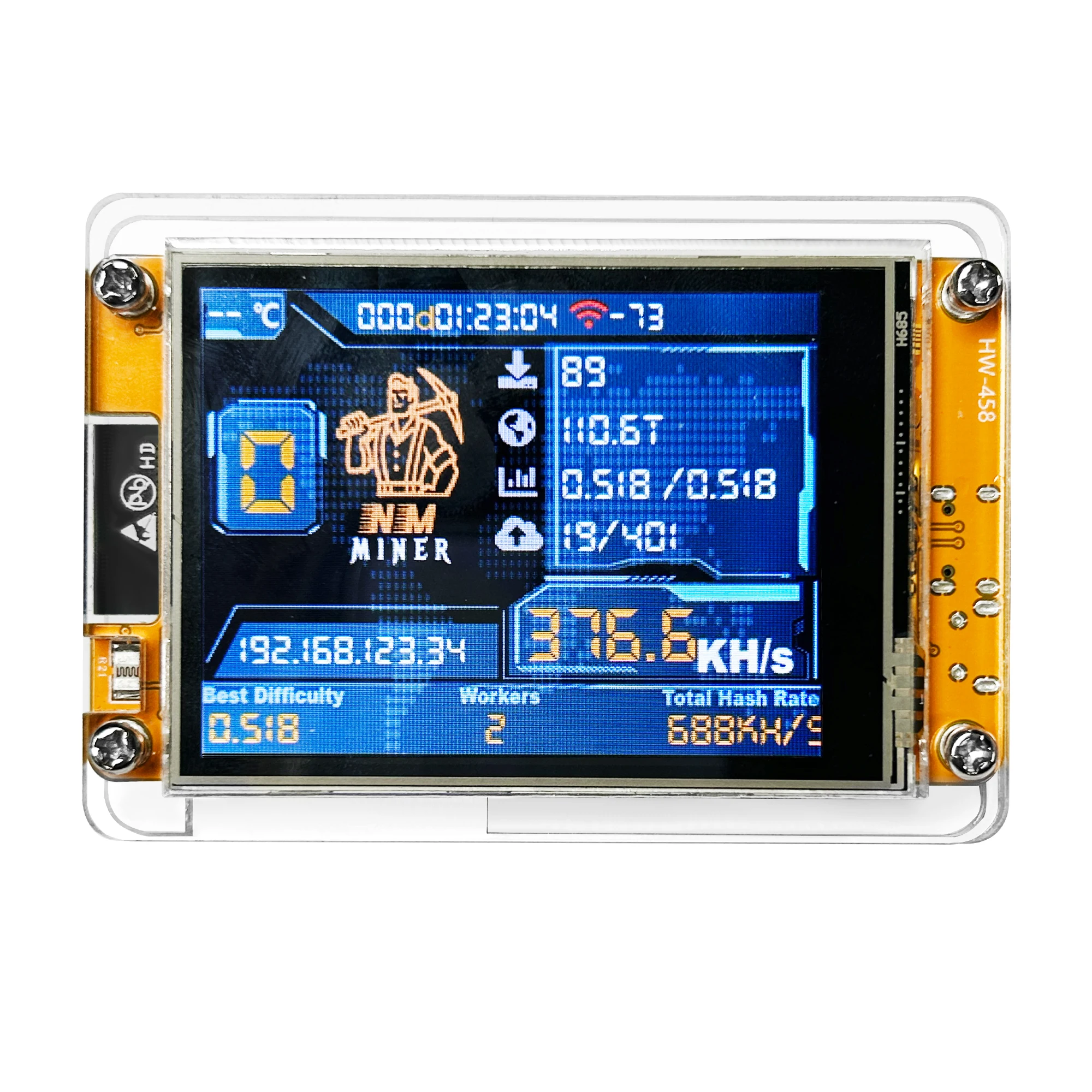 NMMiner NerdMiner CYD Hashrate 410KH/s Lucky Miner ESP32-2432S028 2,8 inch Goedkope Yello Display Crypto Solo Loterij Bitcoin DROOM