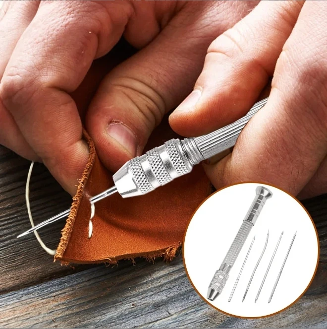 1set Leather Sewing Awl Set Replaceable Multifunctional Shoes Repair Tool DIY Punch Stitching Needle Sewing Leathercraft Tool