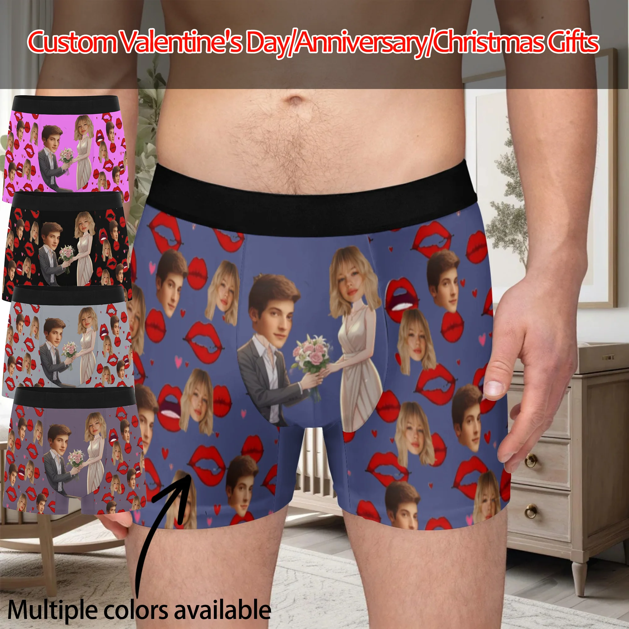 Personalized Face Photo Underwear Custom Boxer Briefs Custom Men Valentine's Day Gift For Husband Anniversary Gift for Dad