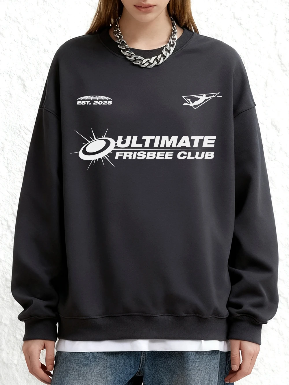 في نهاية المطاف فريسبي نادي الطباعة بلوزات المرأة الشتاء فضفاض هوديس الصوف الدافئة عداء ببطء القمم أساسيات Crewneck الملابس النسائية