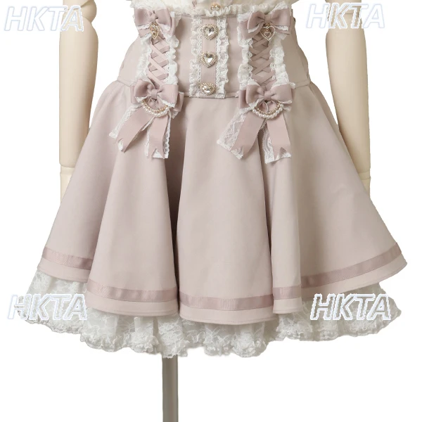 Japanese Liz Mini Skirt Sweet Girl 2025 Autumn New Cute Lace Lace Bow Removable Princess Lolita Skirts Kawaii Women Short Skirts