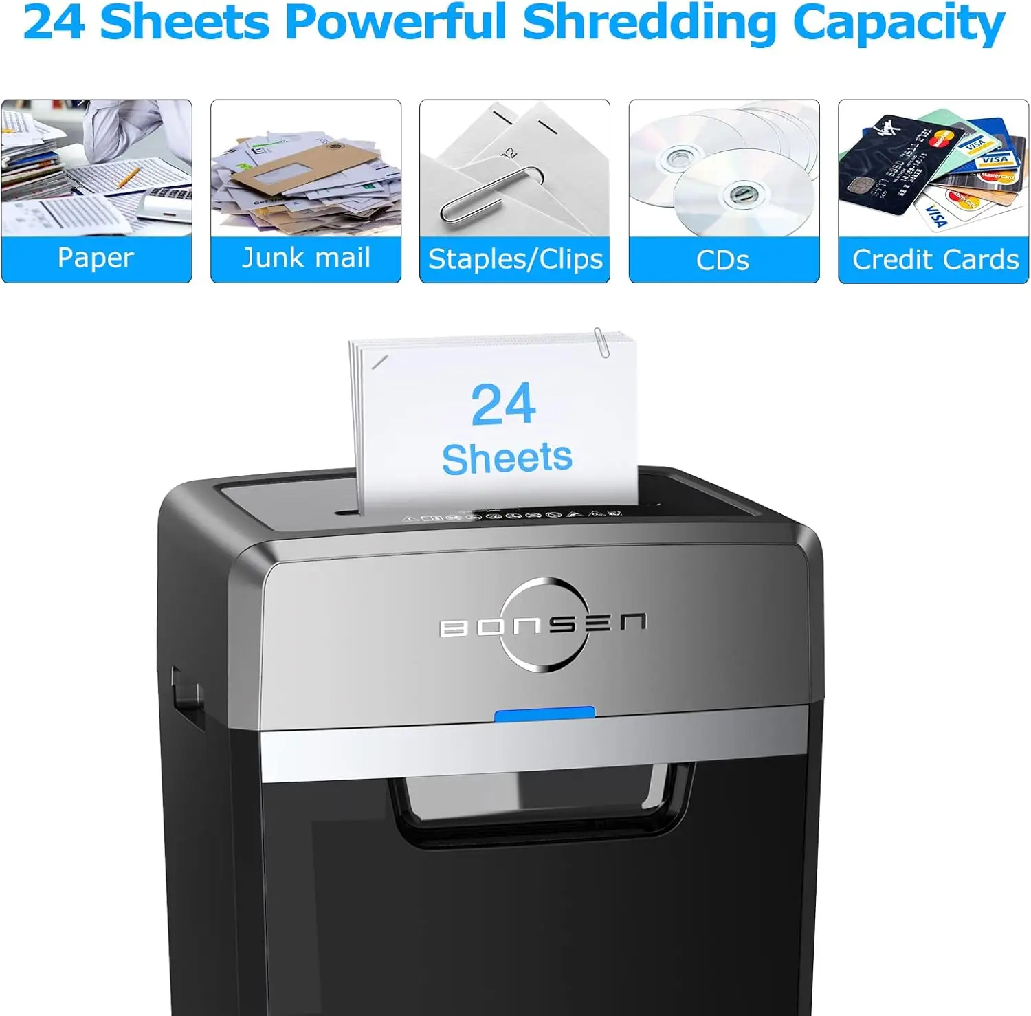 24-Sheet Cross-Cut Shredder, 40-Min Continuous Running Time