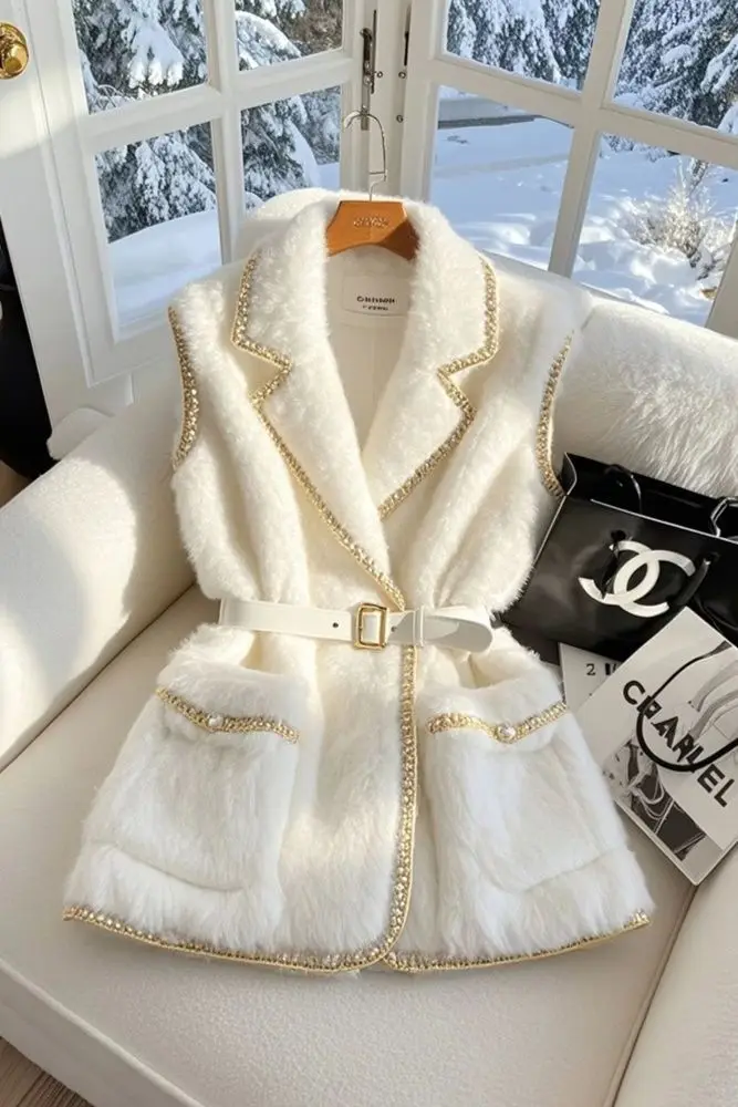 

Trend Loose Lamb Wool Jacket Oversize Cardigan Kintwear Women Winter Autumn Mink Thickened Vest Female Solid Fake Fur Coat TS597