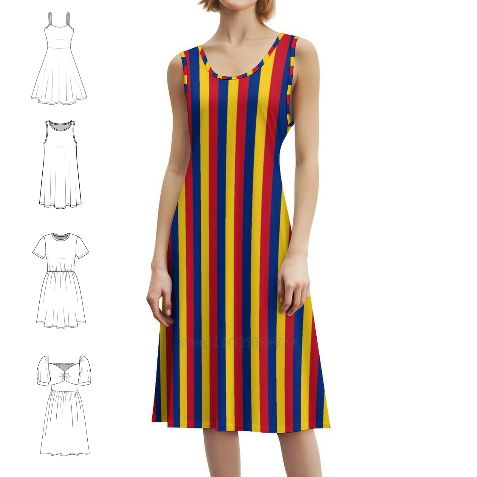 Roemenië Vlag Geschenken Maskers Stickers & Producten Vintage Boheemse Jurk Bladerdeeg Mouw of Mouwloze Opties Voor Vrouwen Jurk Drapelul