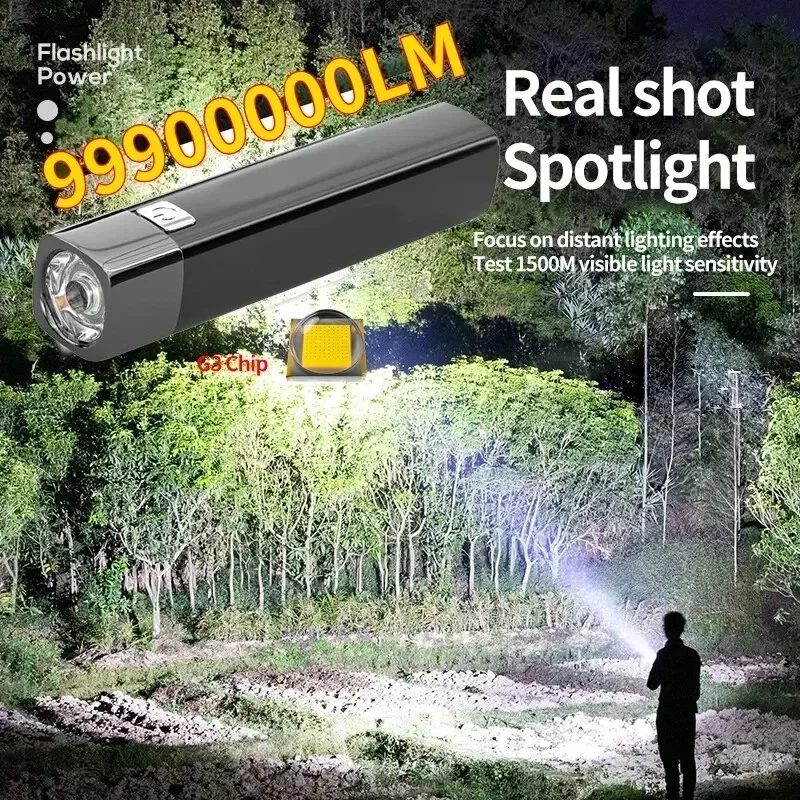 3 Modes Portable 2 IN 1 Ultra Bright G3 Tactical LED Flashlight Mini Outdoor Lighting Power Bank Flashlight With USB Charging Ca