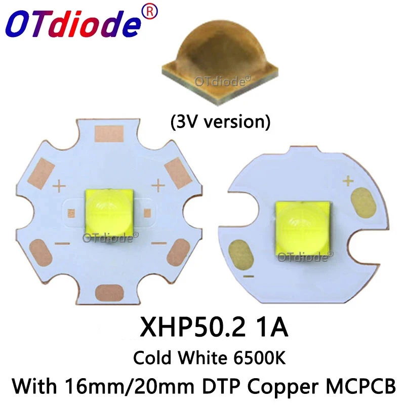 1PCS 5PCS 10PCS 3V XHP50.2 1A Cold White 7000K 2nd generation LED Bead Diode Lamp 3V Version 6A on 20/16mm DTP Copper MCPCB