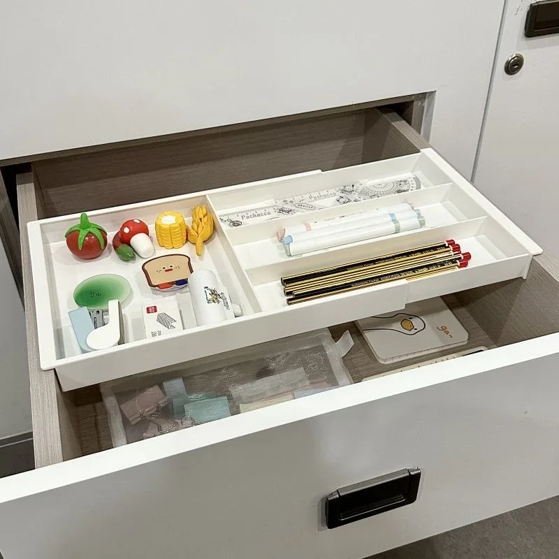 Caja de almacenamiento de cubiertos retráctil ajustable con divisores, bandeja de utensilios para cocina, bandeja de cubiertos ajustable, soporte para cubiertos