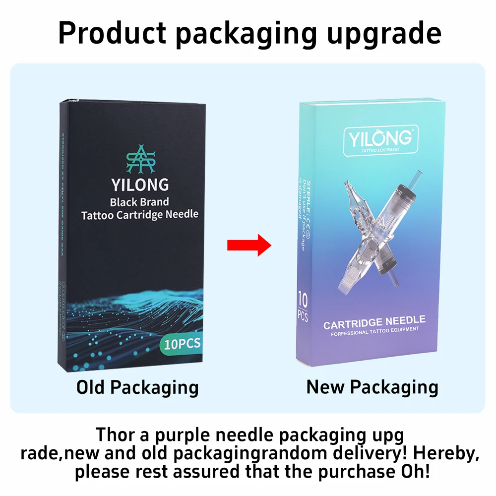 YILONG 10Pcs Disposable Tattoo Cartridges Needle Individual Package RM/RS/M1/RL Series Tattoo Needle for Tattoo Pen Machine
