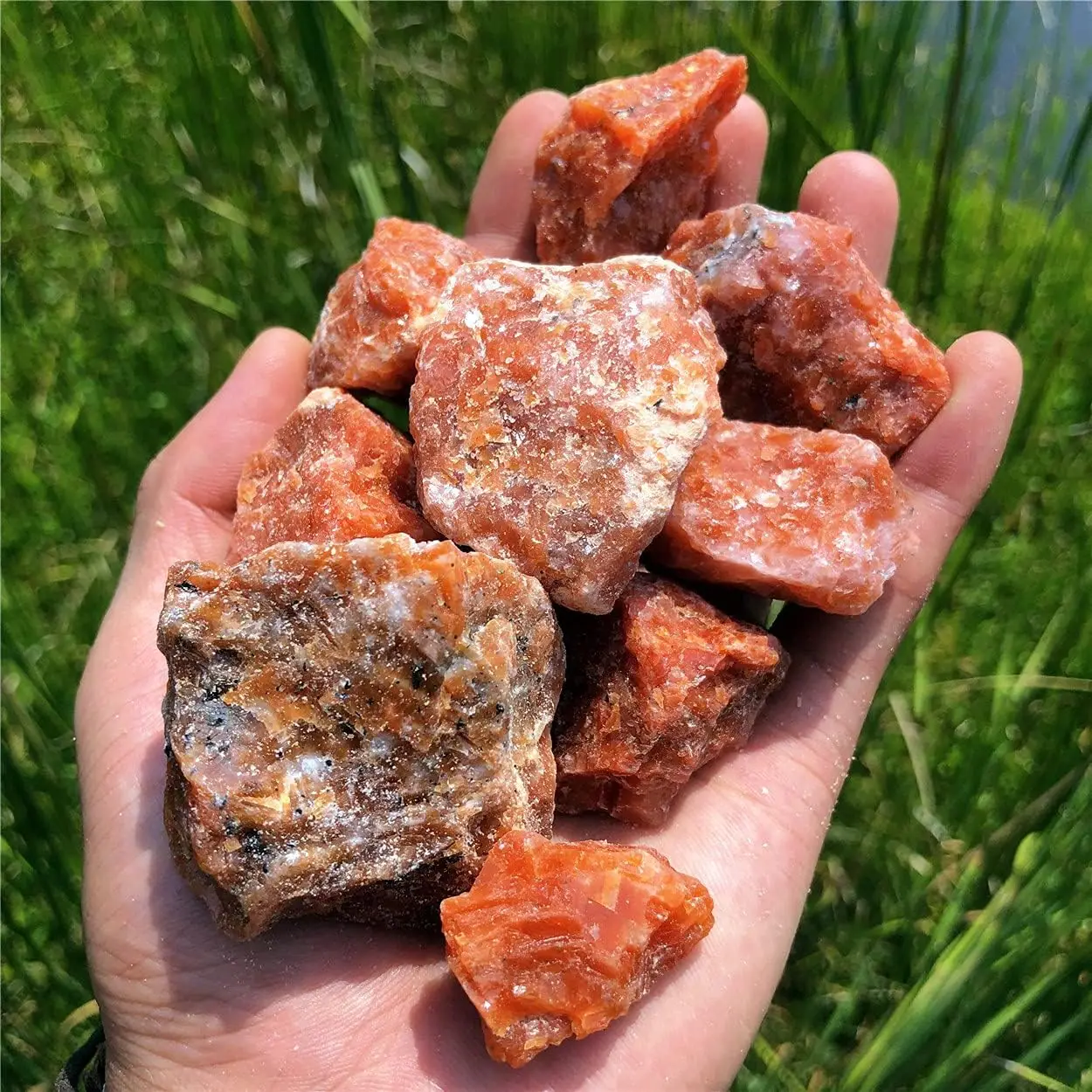 1.1Lb Large Rough Sunstone Bulk Raw Sunstone Crystal Natural Sunstone Chunks  Healing Stones Wicca Healing Stone，home decoration