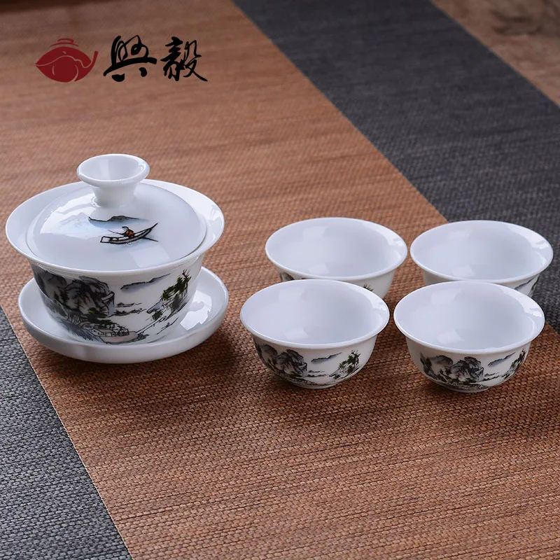 Gaiwan Chawan Tea Cup Puer Bowl Set Soup Tureen Chinese Kung Fu Mugs Porcelain Ceramic Tableware Ceremony Embryo White Akadama