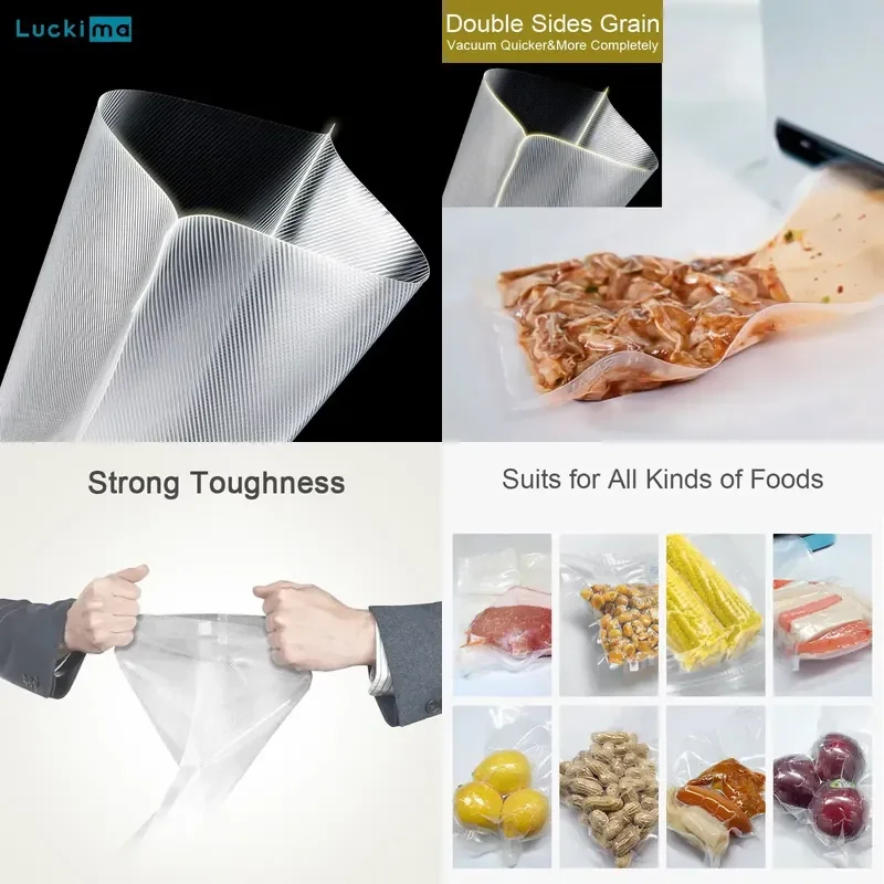 Food Sous Vide Vacuum Sealer Bags Double Sides Grain Meat Fruit Vegetable Storage Packaging Food Saver Bag 500cm Free Cutting