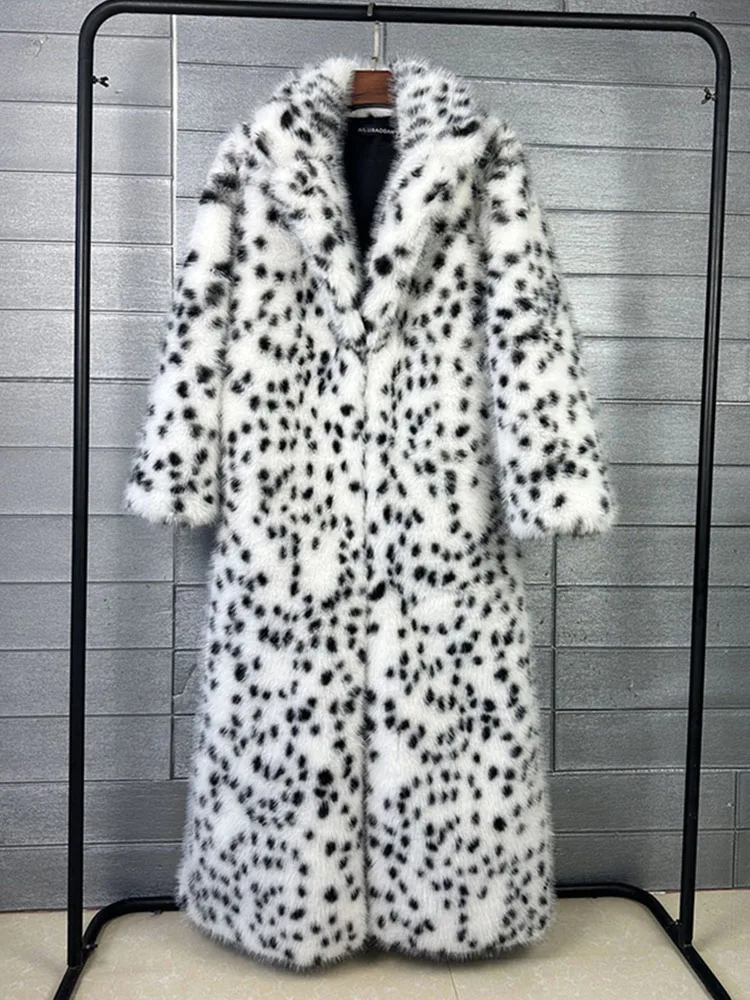 ZADORIN 130cm Long Fluffy Woman Leopard Faux Fur Coat Y2K Clothes Luxury Warm Faux Fur Jackets Winter Coats For Woman Outerwears