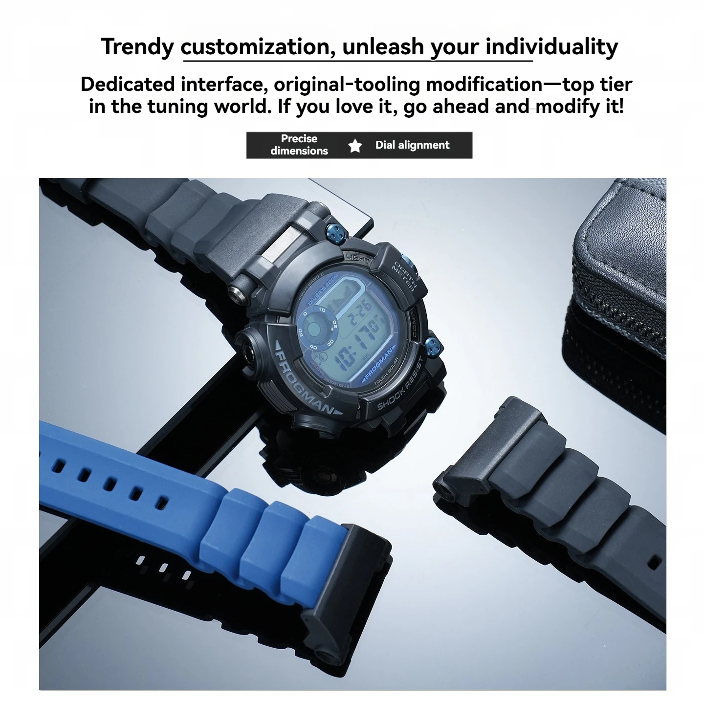 GWF-D1000 FKM watchband is suitable for Casio G-SHOCK GWF-D1000 waterproof sports silicone strap non-stick gray men's strap