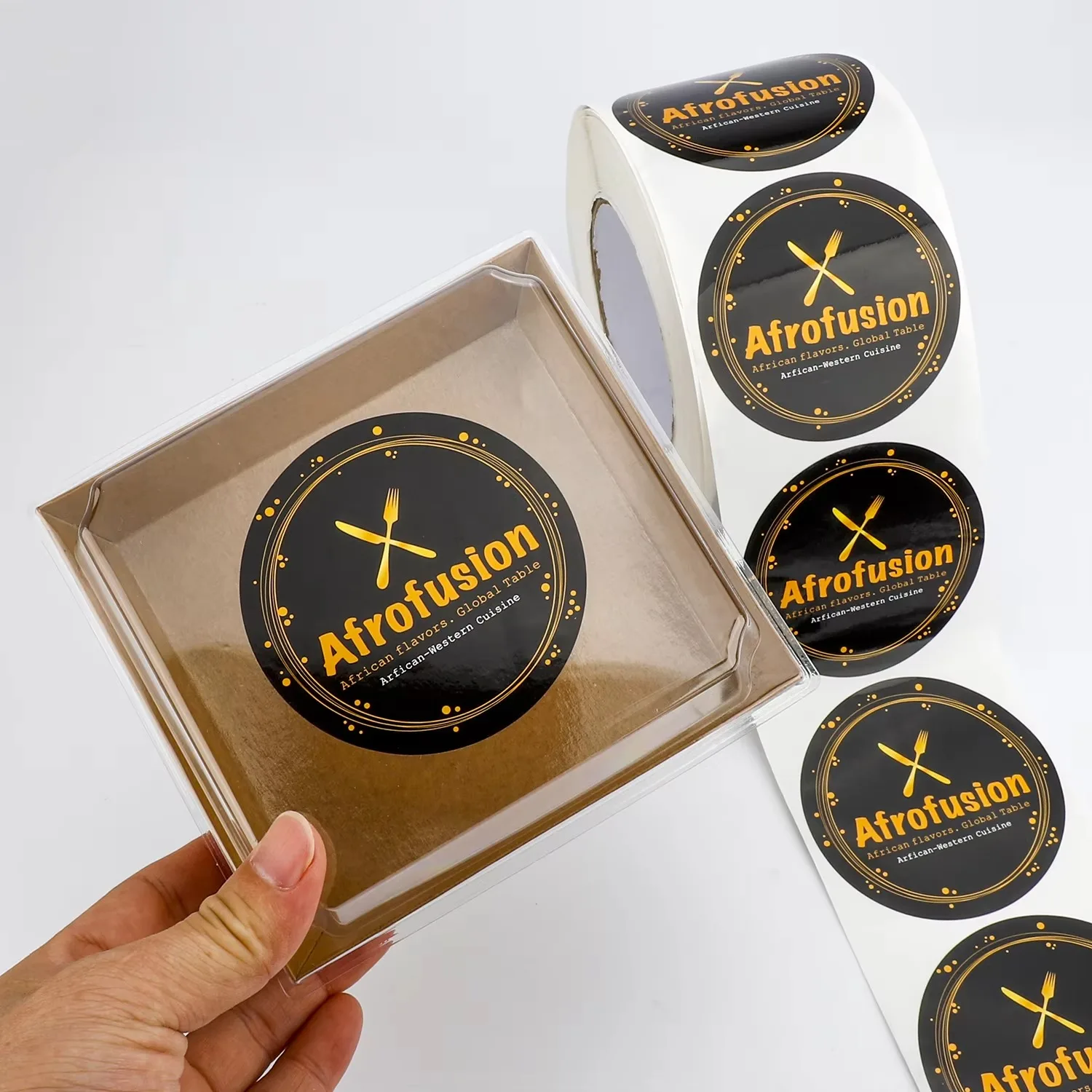 

Custom Restaurant Logo Stickers | Round Food Packaging & Delivery Bag Sealing Labels | Roll Printing