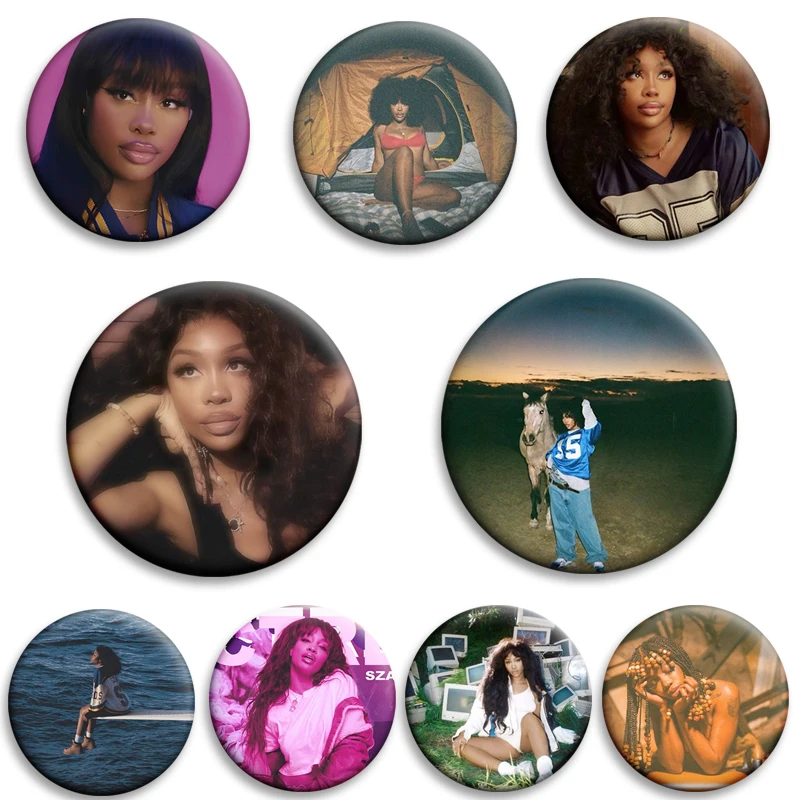 

Hot Rapper Singer SZA Button Pins Vintage Punk CTRL X SOS Album Cover Brooches Creative Badge Backpck Clothes Accessories Gifts