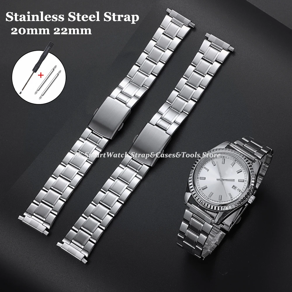 

16mm-22mm Stainless Steel Watch Band Universal Replacement Strap for Seiko Women Men Watch Bracelet with Tool Watch Accessories
