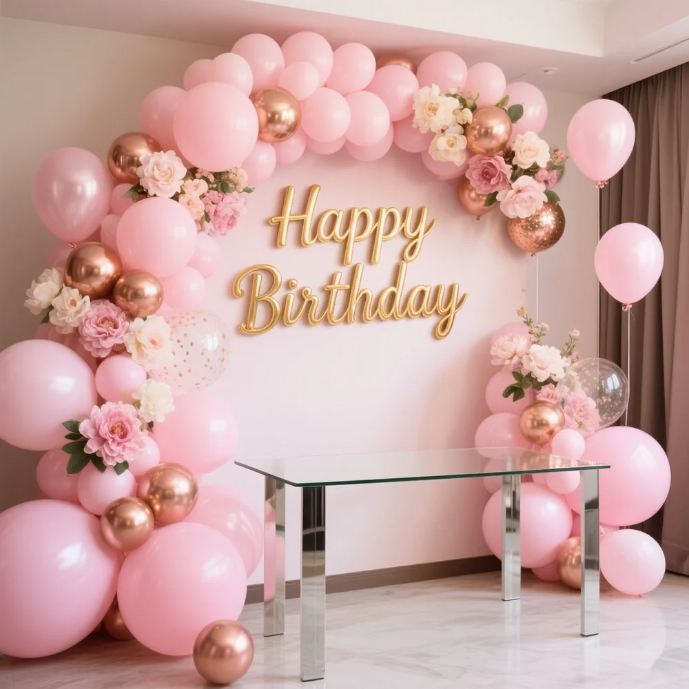 

Girl's Birthday Party Decoration Balloons Adult Women's Party Latex Powder Balloon Balloon Chain Glue Point Balloon Accessories