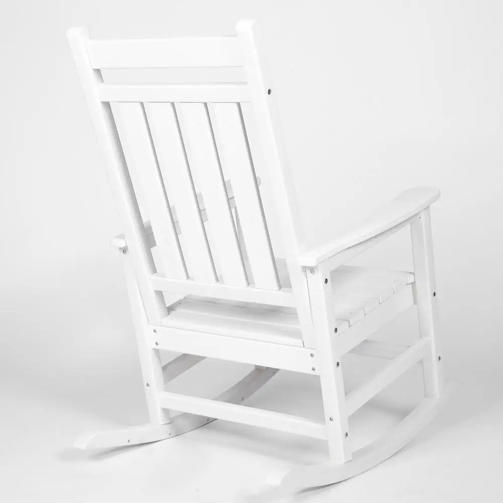 Schommelstoelenset voor alle weersomstandigheden met bijzettafel Ergonomisch comfort Houtstructuur Wit terrasmeubilair 3-delig