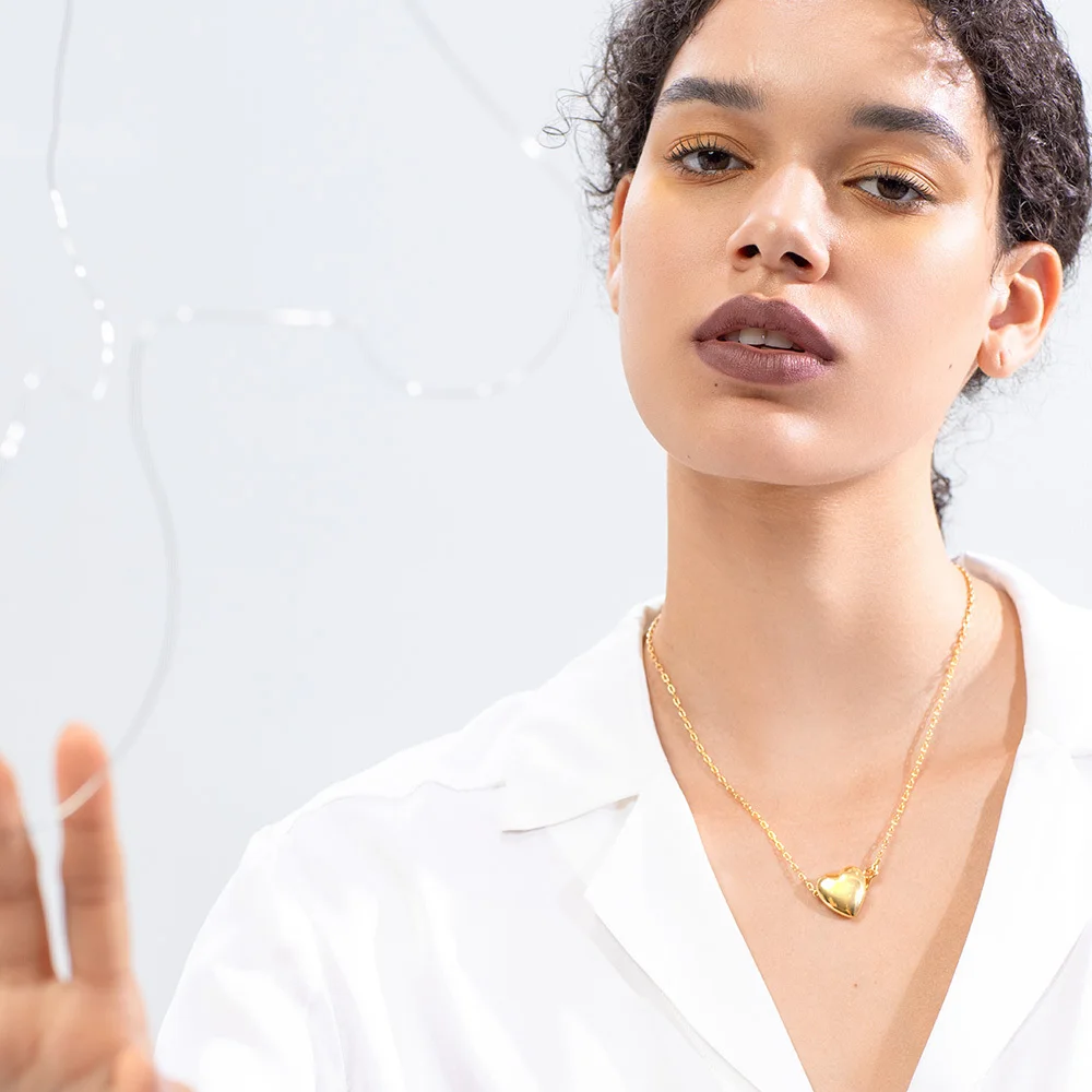 

ENFASHION Heart Locket Pendant Necklace Women Gold Color Openable Photo Frame Choker Necklace Fashion Femme Jewelry P193056