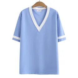 Camiseta feminina de manga curta de verão, tamanho grande, cor em bloco, tops tricotados com gelo, camiseta solta, roupas curvas extragrandes, 2023