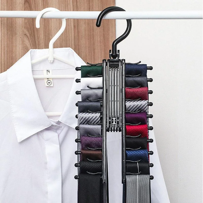 

360 DegreeTie Clip Adjustable Rotating 20 Bow Tie Storage Rack Household Tie Shelf Belt Silk Scarf Artifact Cabinet Hangers