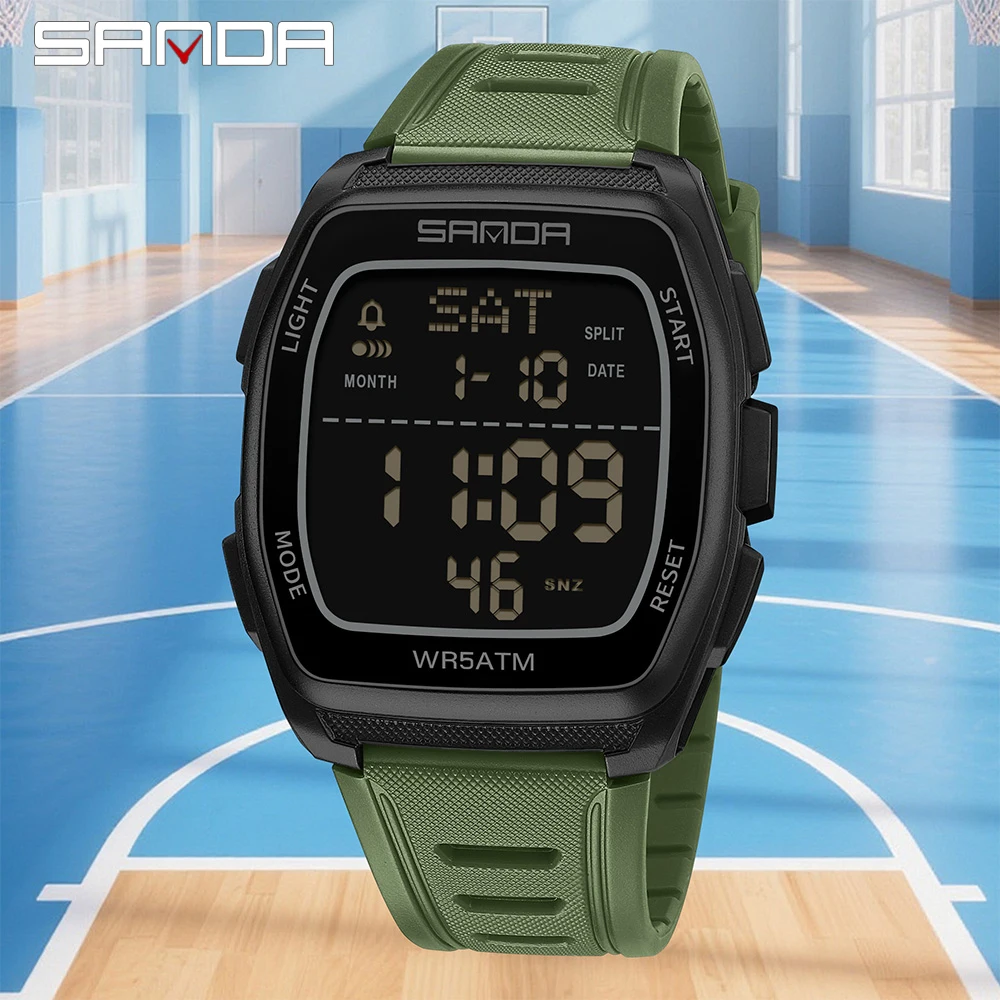 SANDA 2026 Fashion Men's Electronic Watch Multifunction Alarm Clock Luminous Waterproof Shockproof Sports Casual Watches for Man