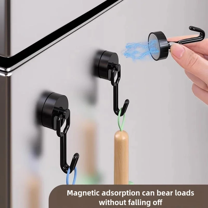 

2 pack Multi-Purpose Heavy Duty Magnetic Hook, Strong Neodymium Magnets Hooks for Home Refrigerator Grill, Kitchen Key Holder