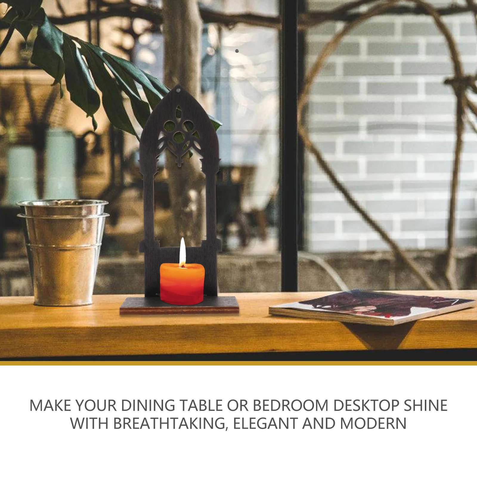 

1Pair Black Holder Gothic Style Pillar Stand for Tabletop Decor Bar Pub Restaurant Ambiance Lighting