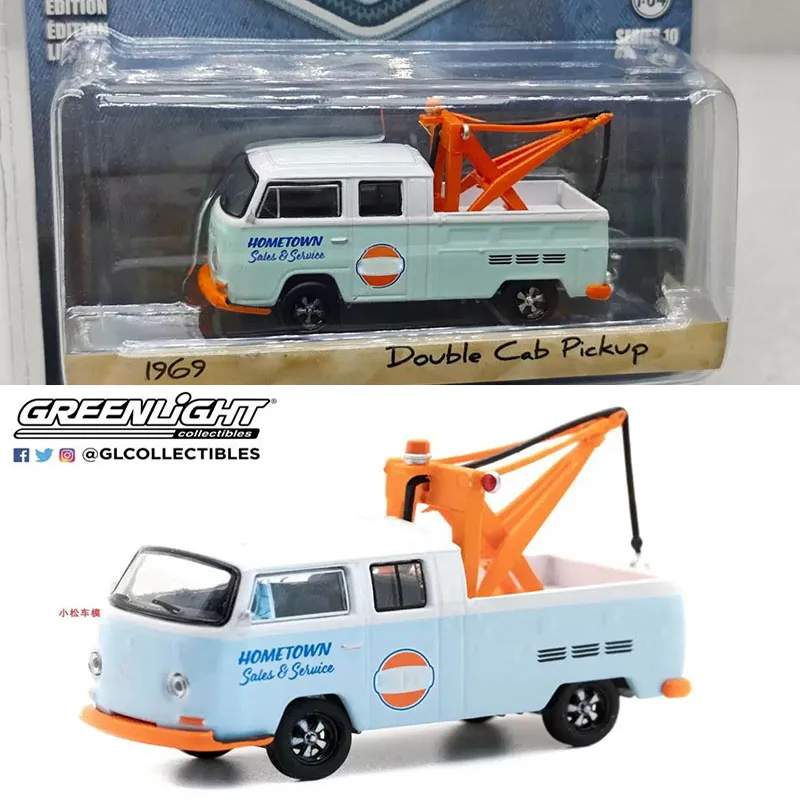 

Greenlight 1:64 1969 Пикап с двойной кабиной, литая модель автомобиля, статическая коллекционная модель, сувенир, подарок
