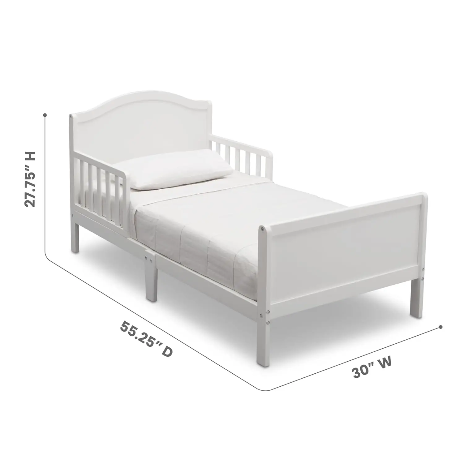 Letto per bambini in legno Bennett per bambini - Certificato Greenguard Gold, Bianca White
