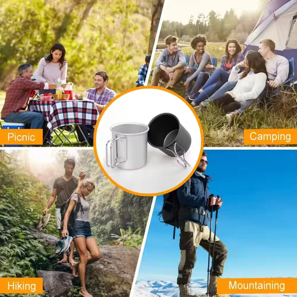 FzcSpeed Outdoor Camping Faltbarer Wasserbecher 300ML Titanbecher Hitzebeständiger Ultraleichter Wasser-Tee-Kaffeebecher – Detail 9