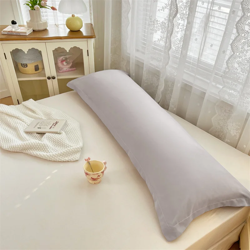 Funda de almohada de Color liso, funda de almohada larga, fundas de cojines para el hogar, funda de almohada doble agradable para la piel, funda cojin
