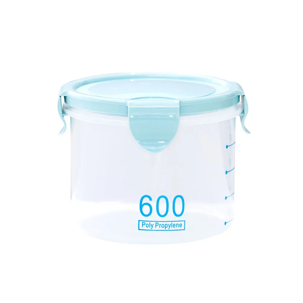 600Ml Waterproof Food Storage Containers with Side Locking Lids Fresh Keeping Seal for Cereal Flour Sugar Rice Snacks Plastic