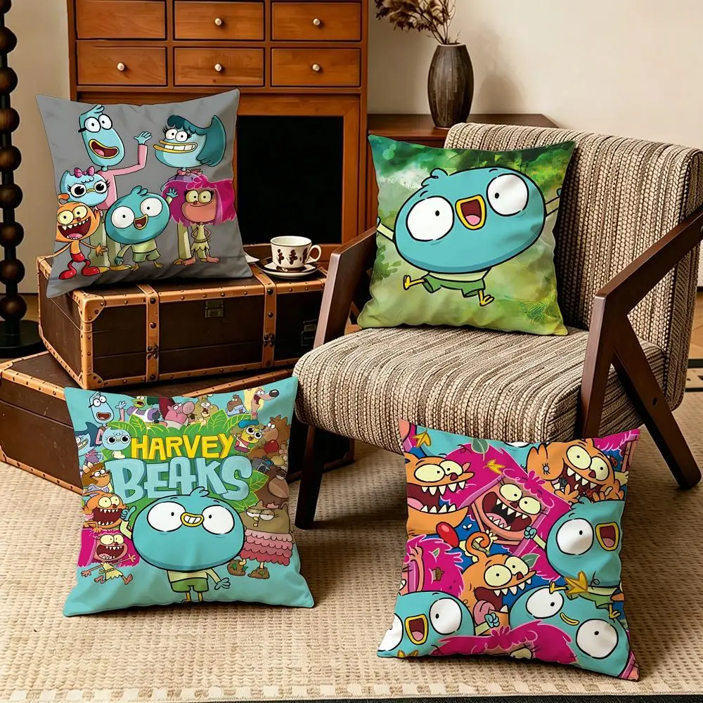IP-Harvey BeaksS Cushion Cover Soft Velvet Cushion Cover Set 4Pcs 50x50 45x45 Zipper Pillowcase for Home Decor