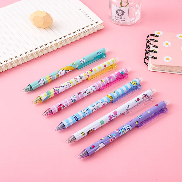 

48 pcs/lot Kawaii Rabbit Erasable Press Gel Pen Cute 0.5mm Bule/Black Ink Neutral Pens For Writing Office School Supplies