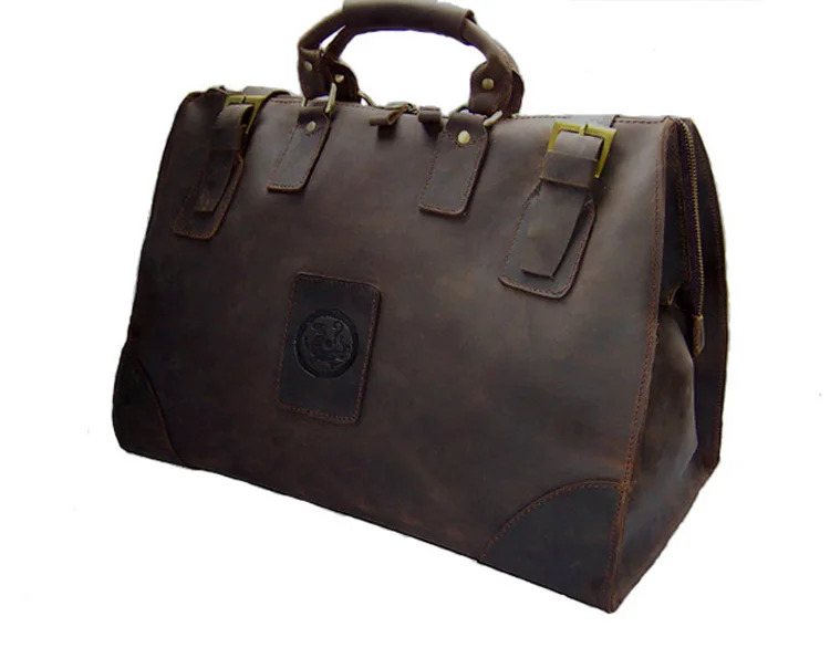 Vintage Crazy Horse Genuine Leather Men Travel bag luggage Bag Leather men duffel bag Large Weekend Bag Overnight Suitcase Big