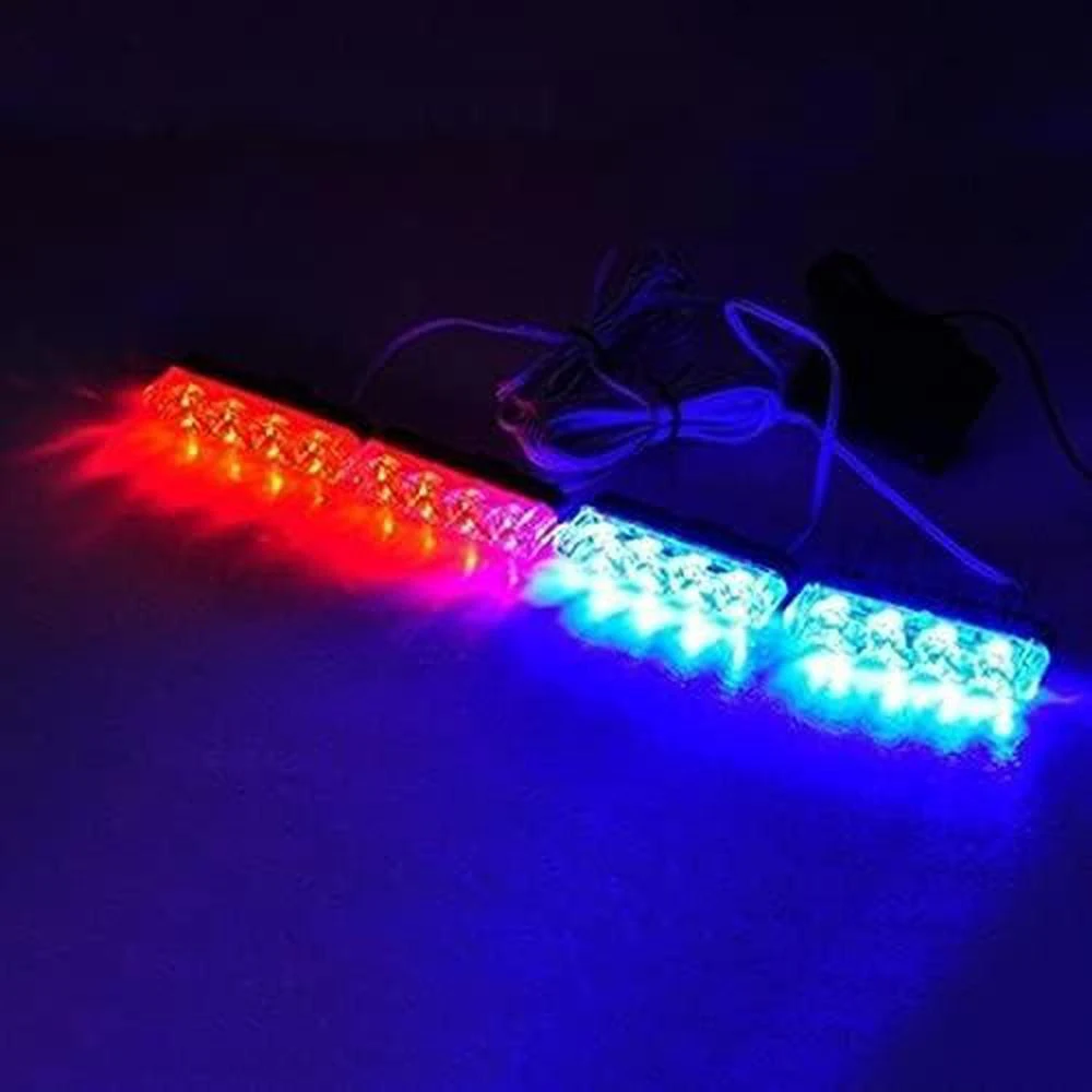 1 x 16LED Car Grille Strobe Lights (Two Red Two Blue)