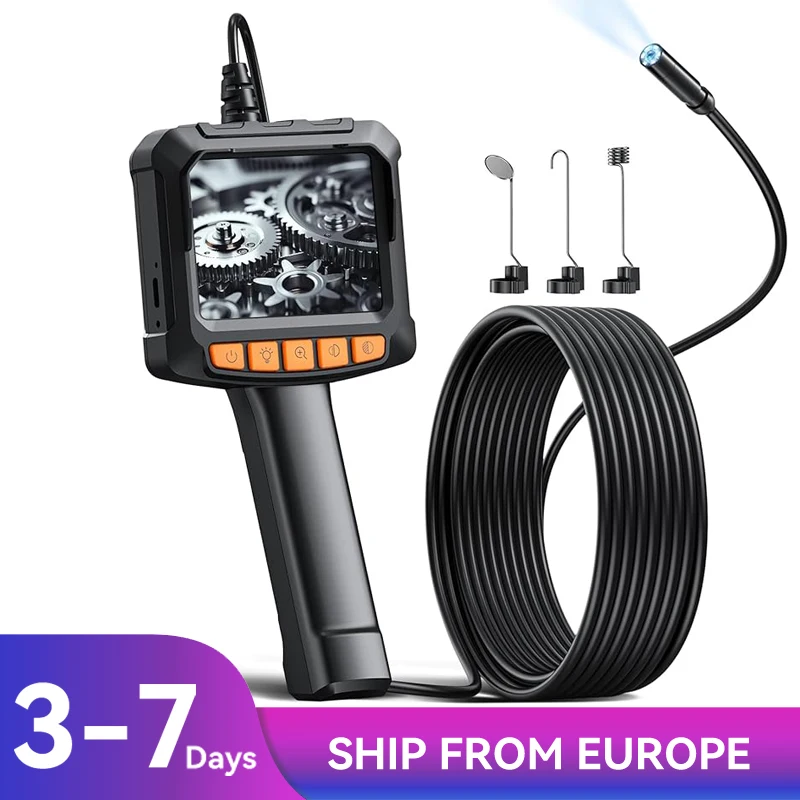 Industrial Endoscope Camera 2.4'' Digital Handheld Car Inspection Borescope IP67 Waterproof HD1080P 8mm 8LEDS for Pipe Sewer