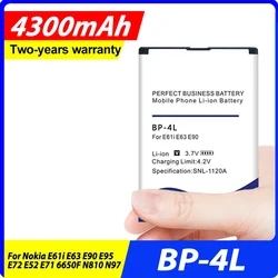 New 4300mAh Replacement BP-4L Battery for Nokia E61i E63 E90 E95 E72 E52 E71 6650F N810 N97 in Stock