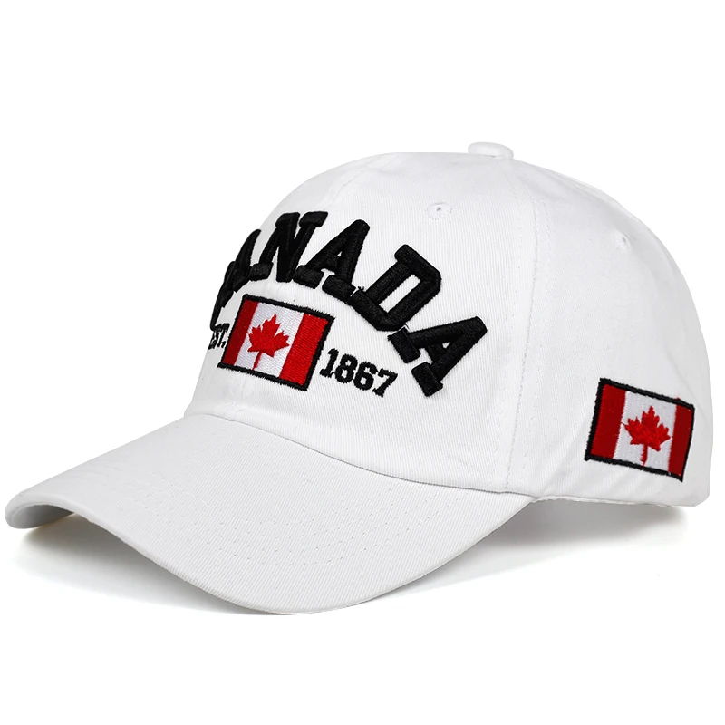 Men Baseball Hat Canada Flag Letter Embroidery Baseball Caps Cotton Gorra Snapback Curved Dad Hat Leisure Outdoor Sports Cap