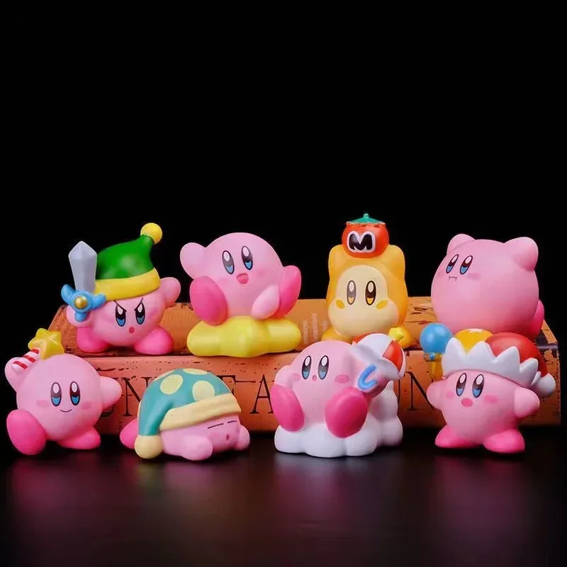 8Pcs/Set Games Star Kirby Anime Cute Cartoon Pink Kirby Mini Figure Decorative Collection Ornaments Toy For Children's Gifts