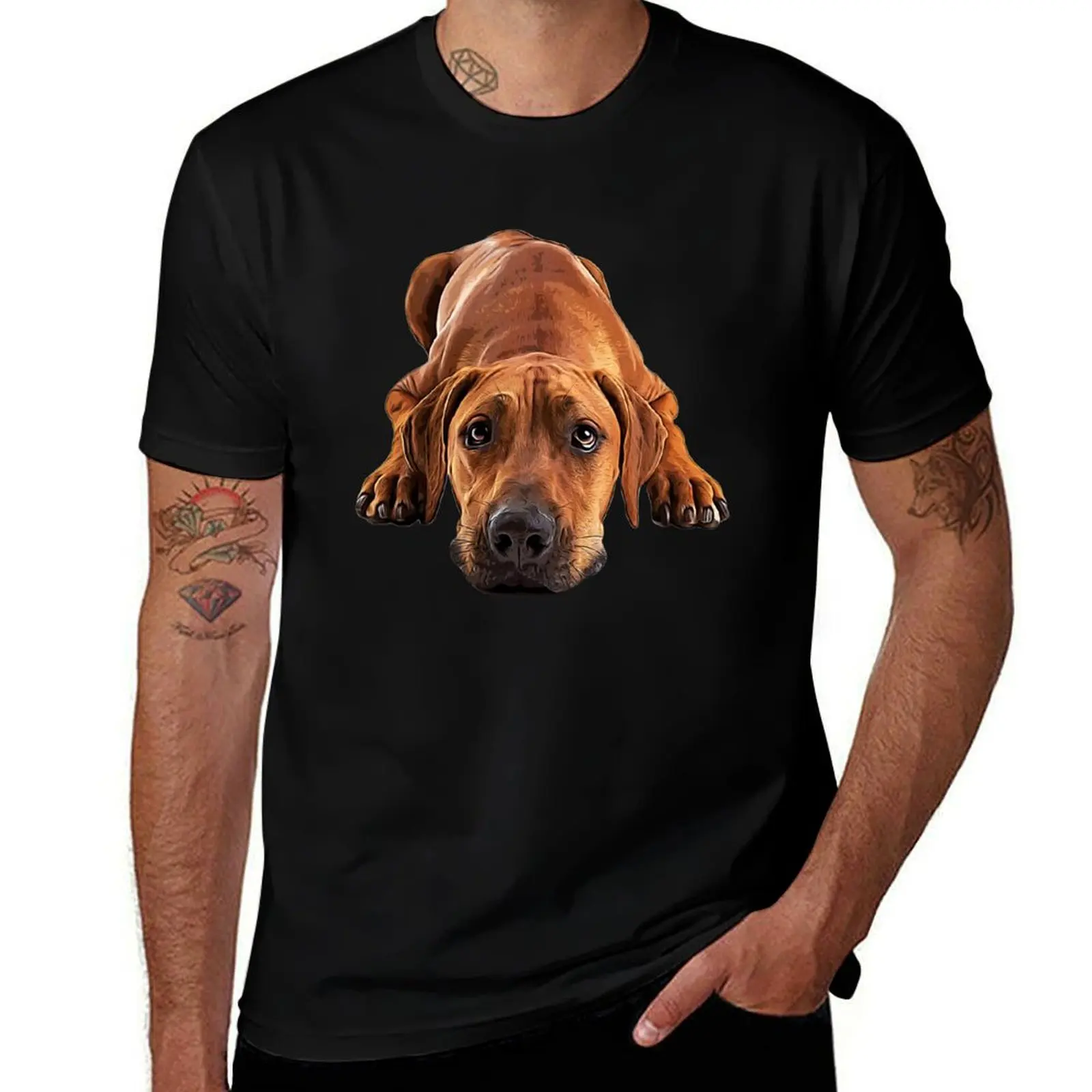 

t Puppy t Eyes luxury Rhodesian pack shirts man cotton brand man shirts for man shirt Ridgeback t quality T-Shirt high cotton