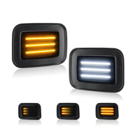 Led Sequential Amber Front Turn Signal Side Marker Lights White Parking Lamps for Hummer H2 2003-2009, 2PCS Smoked Lens